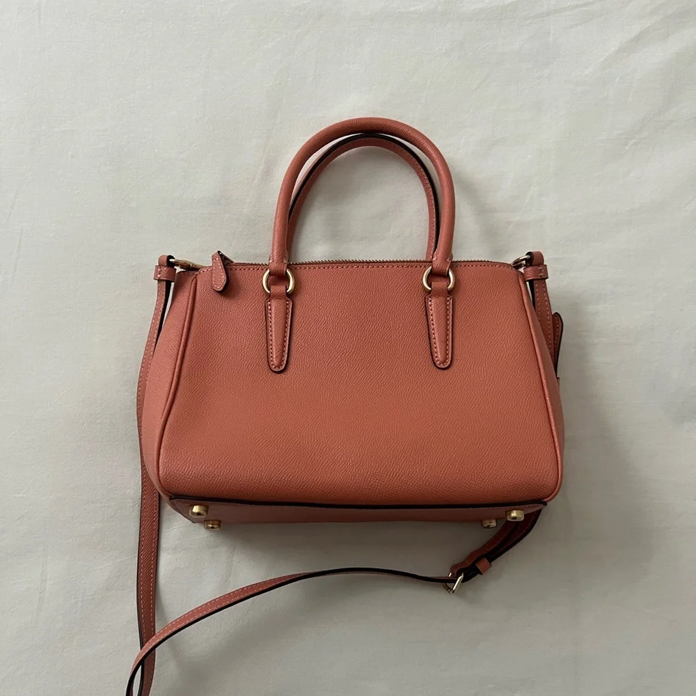 COACH Light Coral Leather Mini Surrey Carryall Tote